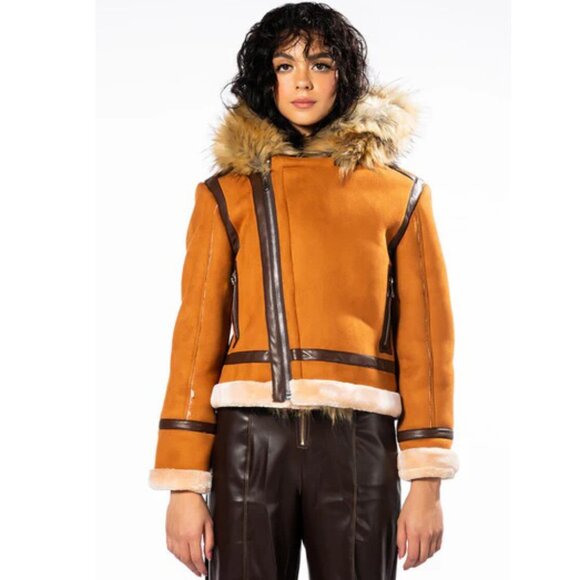 💋STUNNING!💋 FIERCE "Eskimo" Suede & Faux Silver Fox Fur Jacket in Burnt Umber - Picture 4 of 16